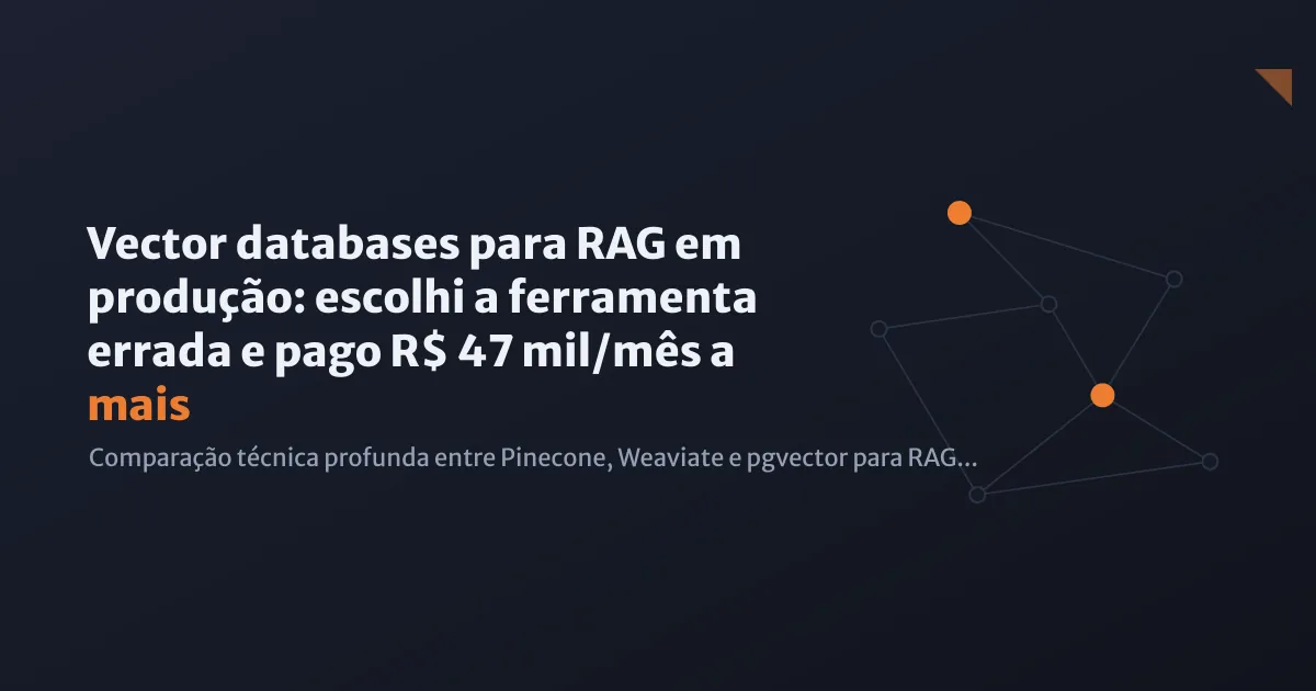 Servidor de banco de dados iluminado com conexões de dados em azul e laranja, representando busca vetorial em escala