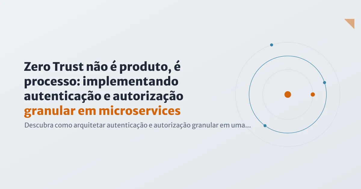 Engenheiro olhando para uma tela com arquitetura de microservices conectada por canais seguros, com ícones de cadeados e tokens